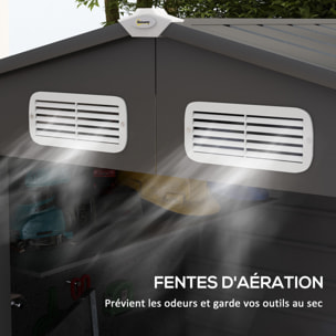 Abri de jardin cabanon dim. 190L x 131l x 188H cm porte verrouillable ventilations tôle acier ondulé gris