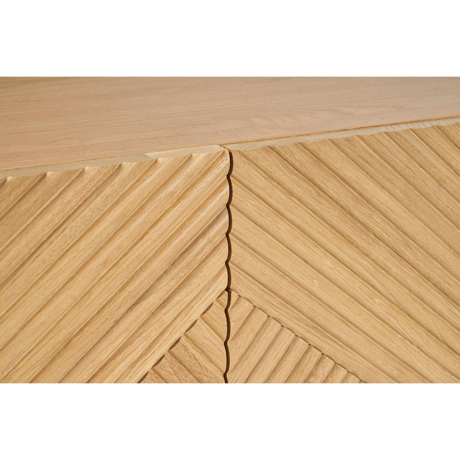 Buffet design en bois clair chêne massif gravé et métal noir 4 portes L180 cm ARCHIPEL