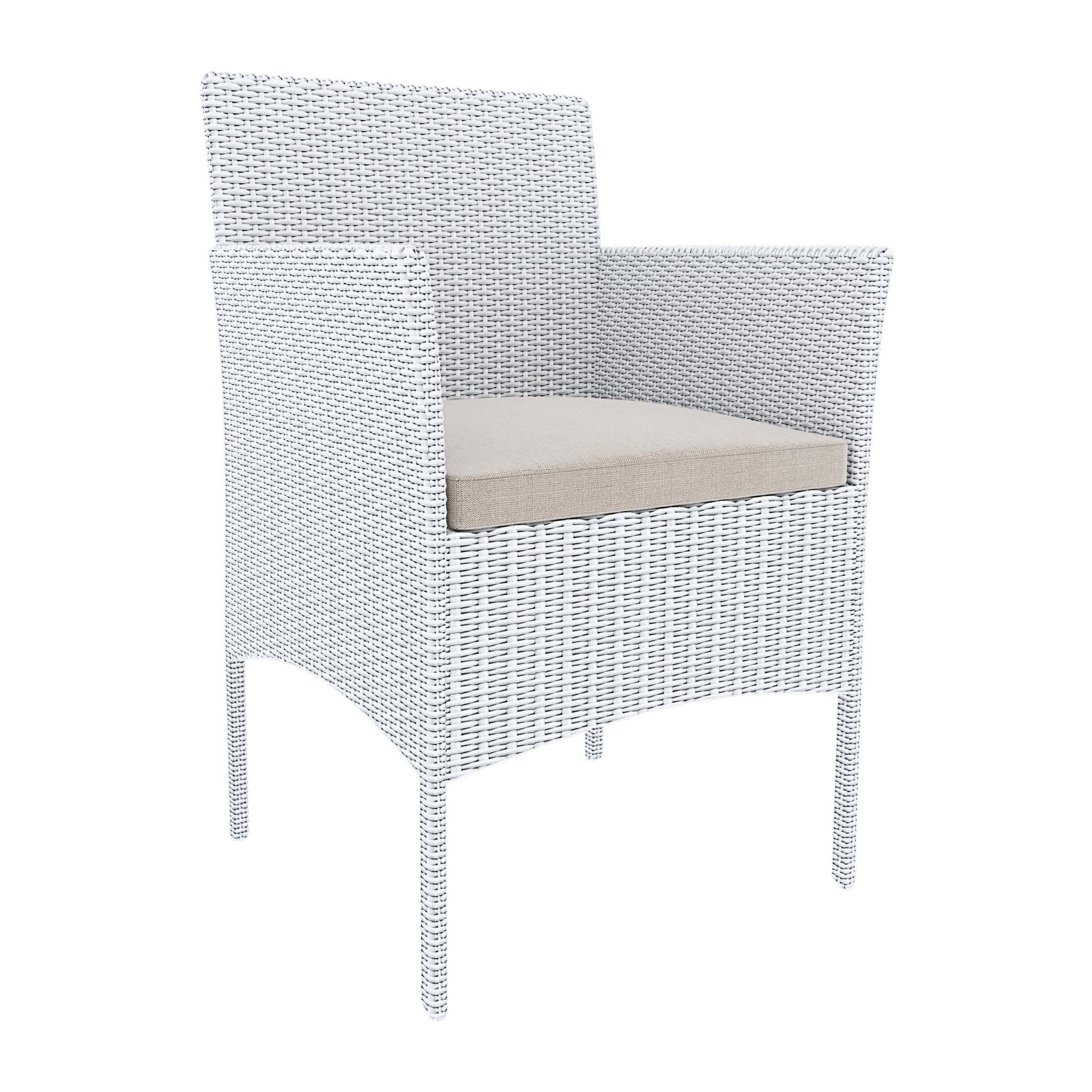 Set Di Mobili da Giardino Salotto Salottino in Rattan 4 Posti con Tavolino Ripiano In Vetro 2 Poltrone Divano 2 Posti Giardino Esterno Piscina Bianco