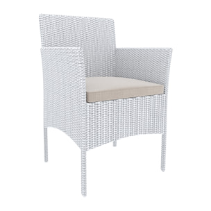 Set Di Mobili da Giardino Salotto Salottino in Rattan 4 Posti con Tavolino Ripiano In Vetro 2 Poltrone Divano 2 Posti Giardino Esterno Piscina Bianco