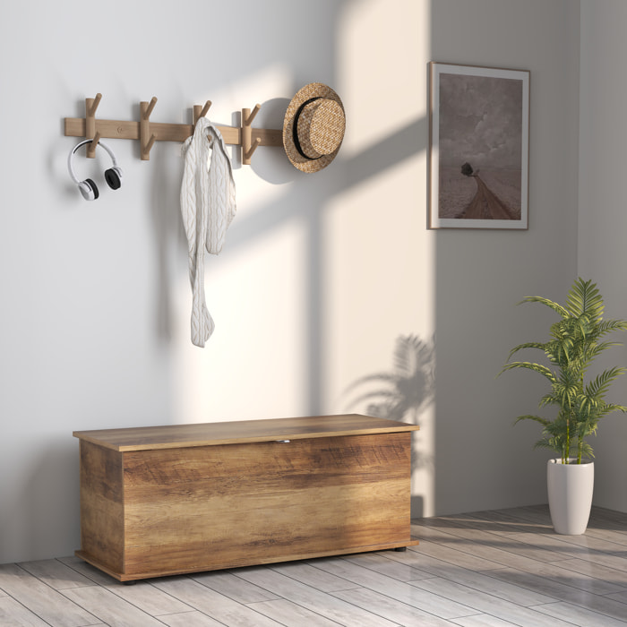 Coffre malle de rangement coffre à jouets dim. 100L x 40l x 40H cm panneaux particules bois noyer