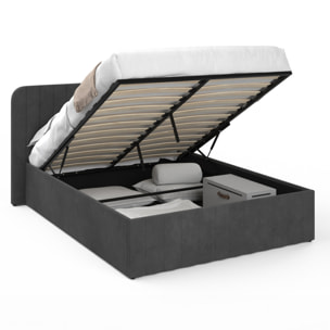 Lit coffre Valentina 140x190cm velours gris