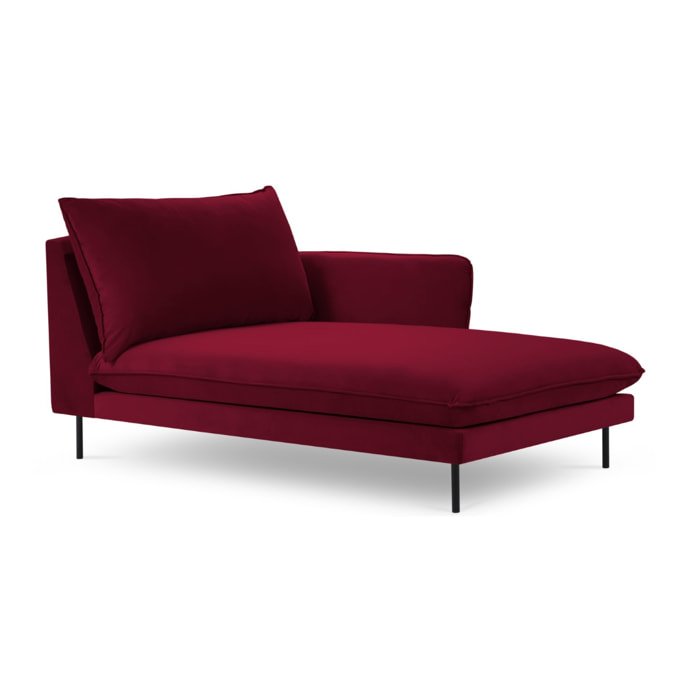Méridienne droite "Vienna" en velours rouge