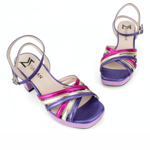 Sandalia plataforma combi. Tacón 6,5 cm