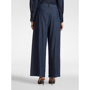 Elena Mirò - Jeans wide leg in Chambray - Blu