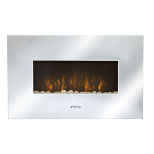 Cheminée électrique en verre trempé effet miroir avec télécommande