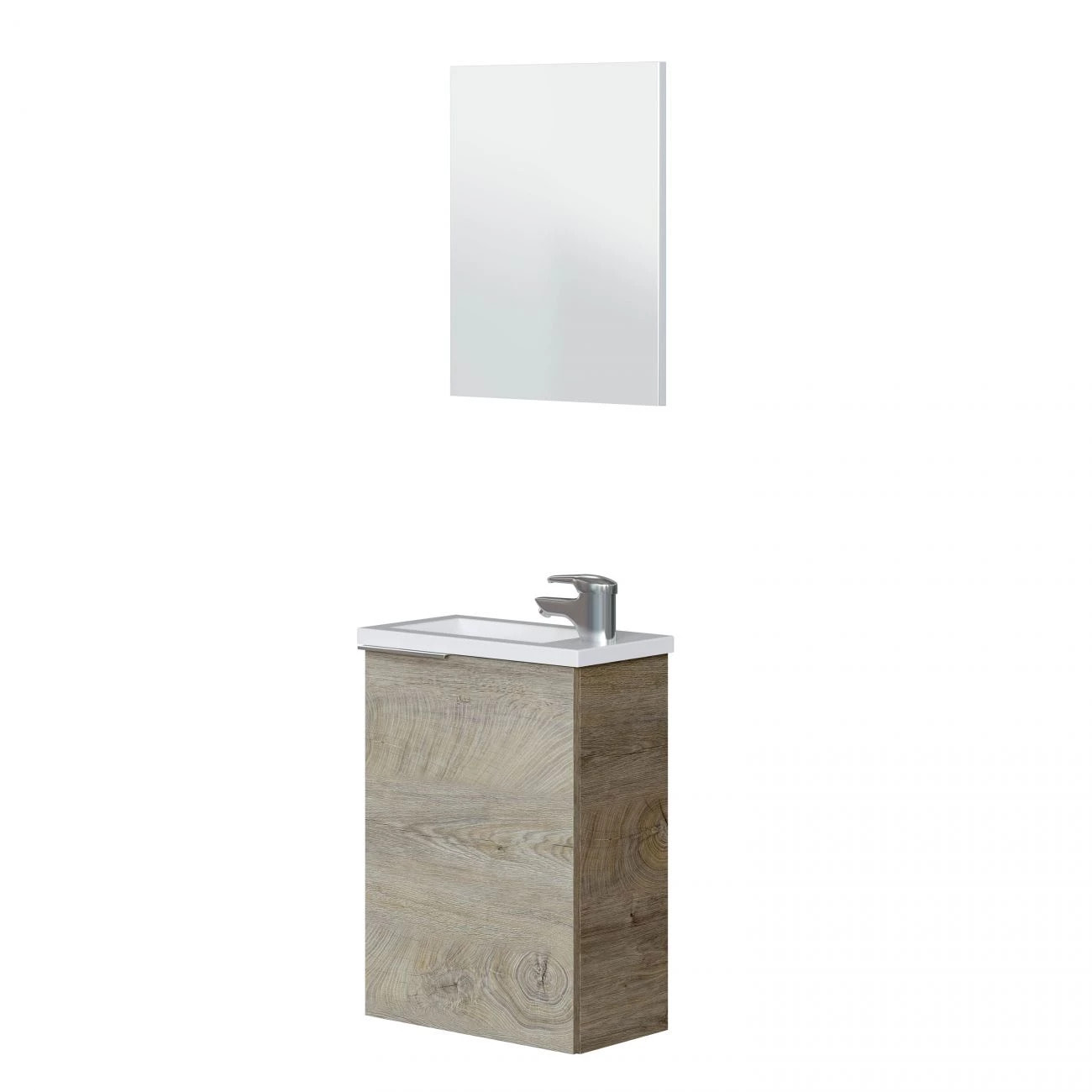 Mueble de baño Compact 40 con espejo y lavabo Roble Alaska