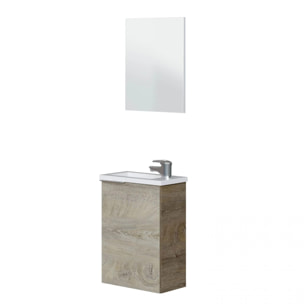 Mueble de baño Compact 40 con espejo y lavabo Roble Alaska