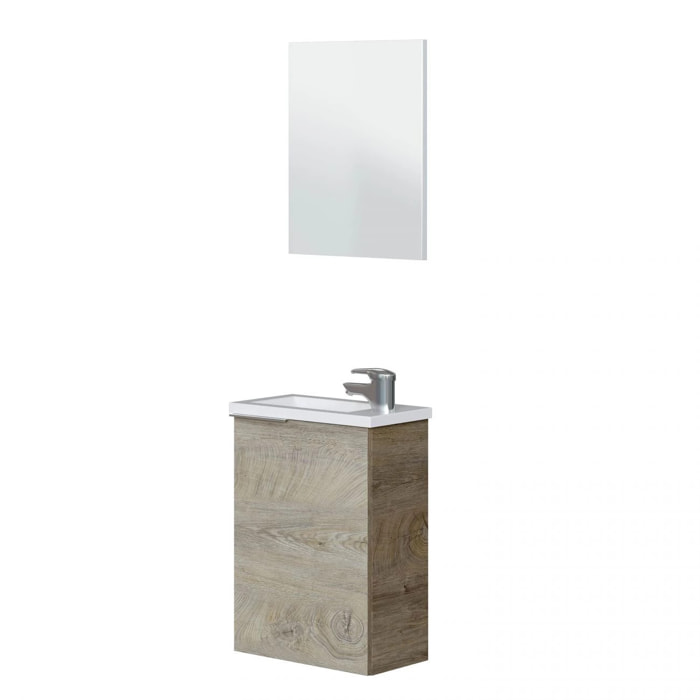 Mueble de baño Compact 40 con espejo y lavabo Roble Alaska