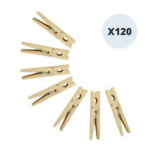 Lot de 120 pinces à linge en bois MSV