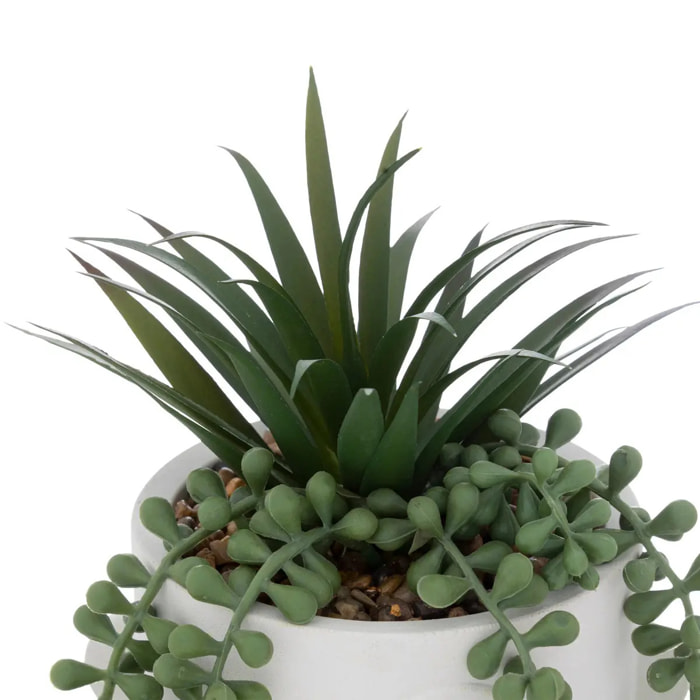 Plante artificielle en pot en ciment H25cm blanc