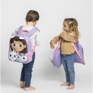 Mochila infantil escolar gabby´s dollhouse, gabby's unisex niños, lila, pequeña
