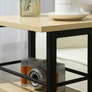 Mesa Auxiliar con Ruedas Forma de C con 2 Estantes para Sofá Cama 60x34,5x64,5cm