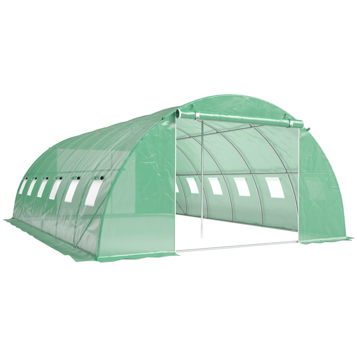 Serre tunnel de jardin acier galvanisé Ø25mm bâche PE vert