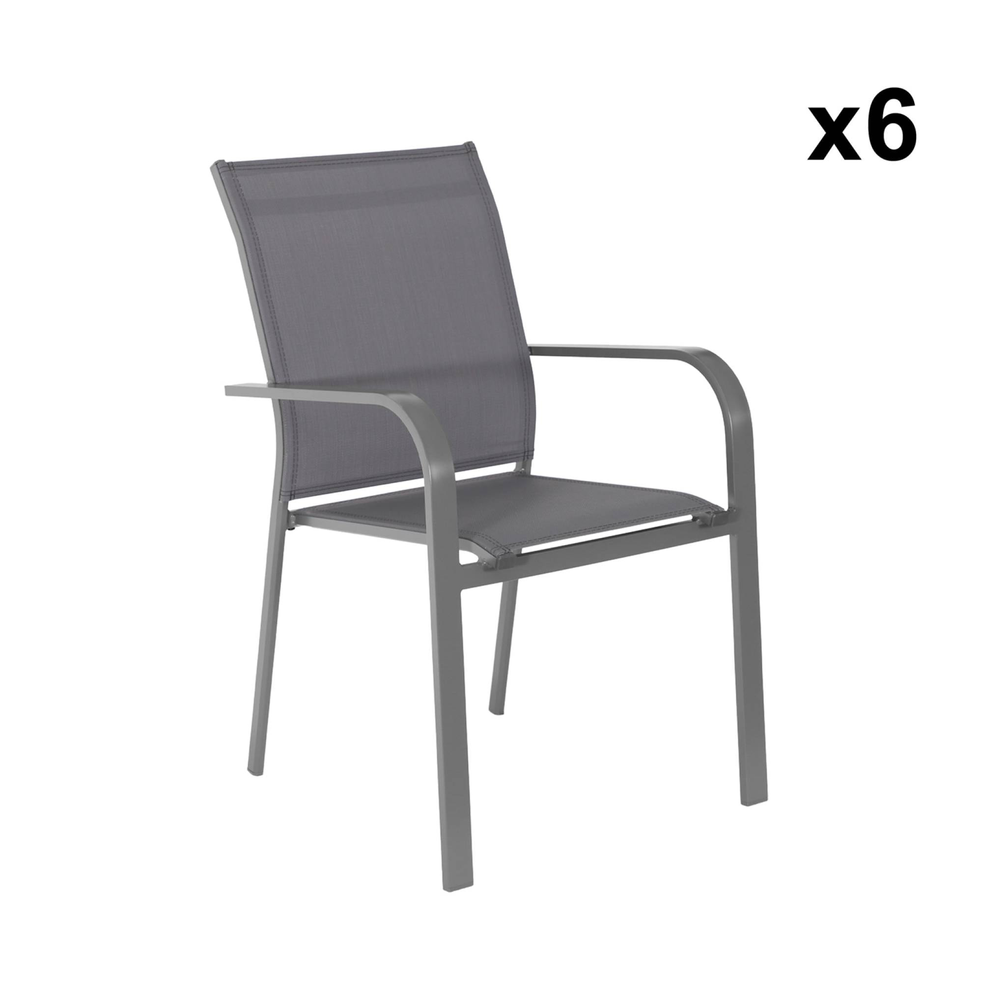 Table de jardin ronde aluminium + 6 assises OREVA + BUFFALO