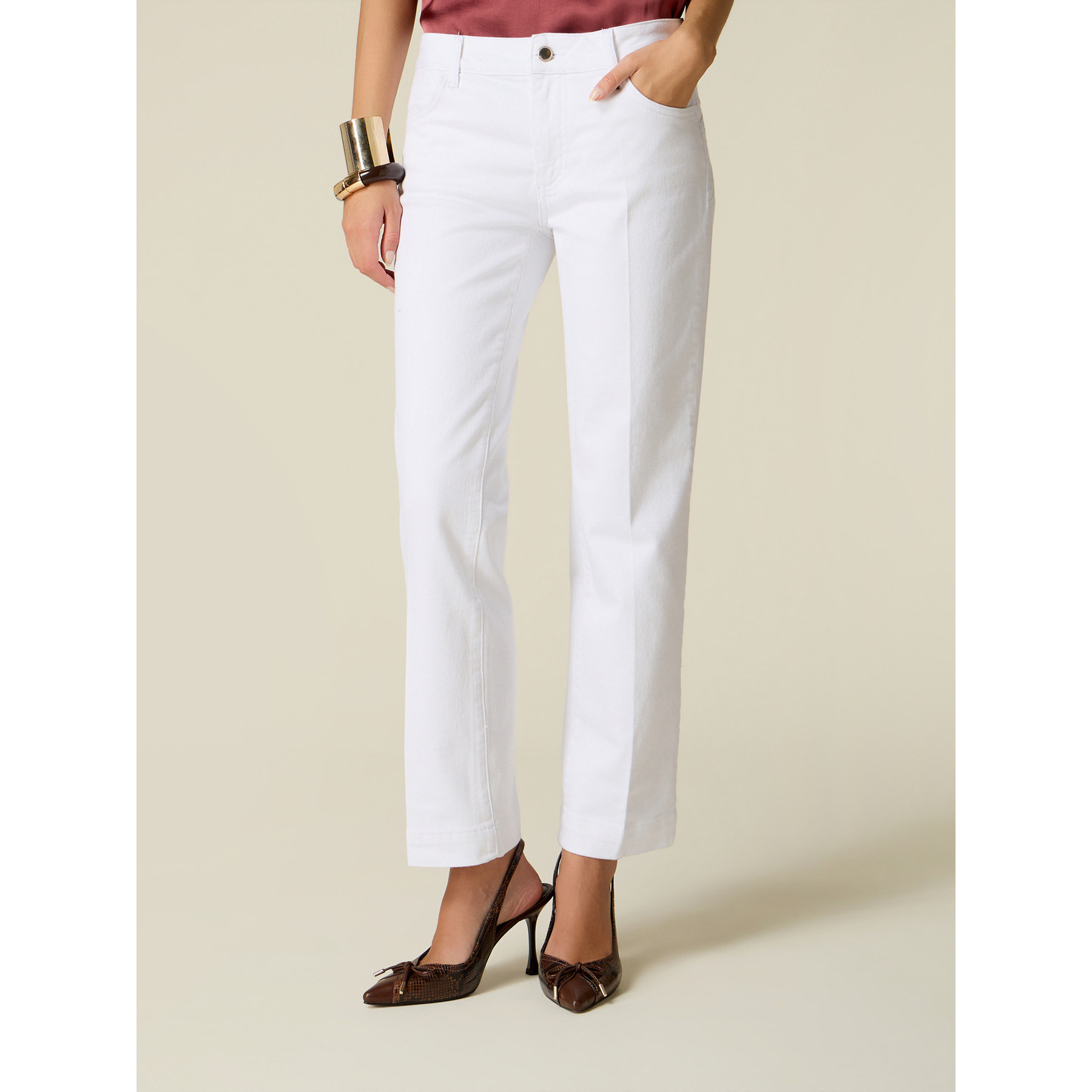 Oltre - Pantalones de dril mezcla de algodón - Blanco