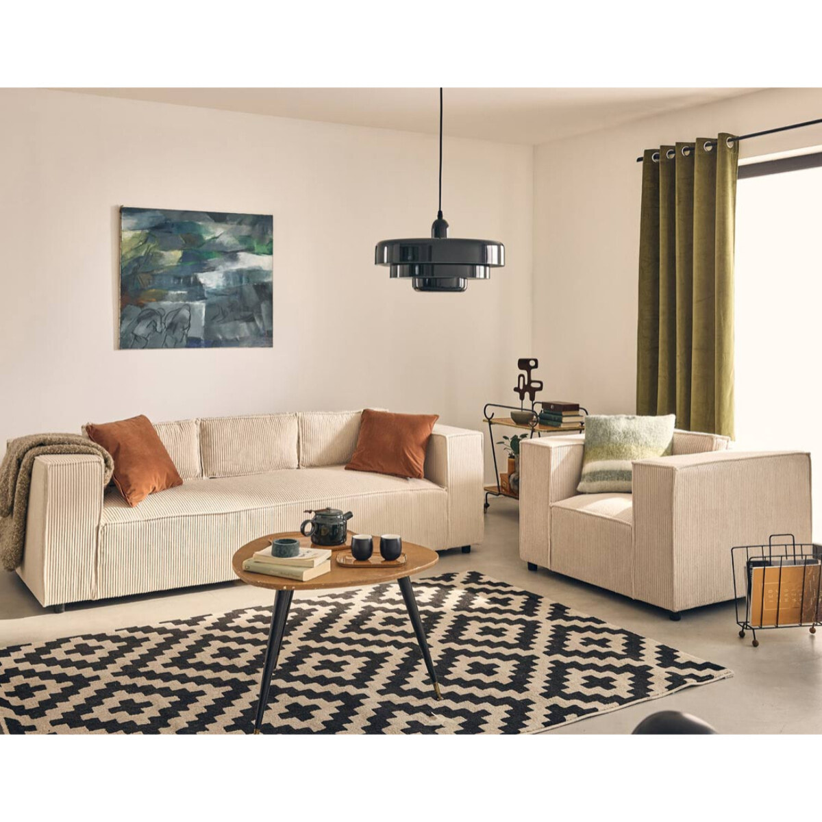 Stella - fauteuil en velours côtelé - Beige
