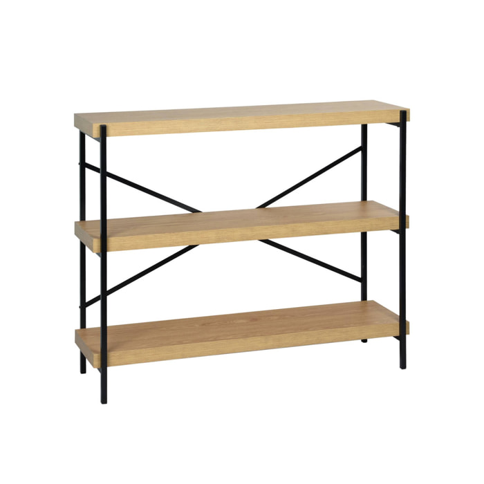 Etagère 3 niveaux industrielle effet frêne et métal - LOFT L 100 x l 30 x H 79cm