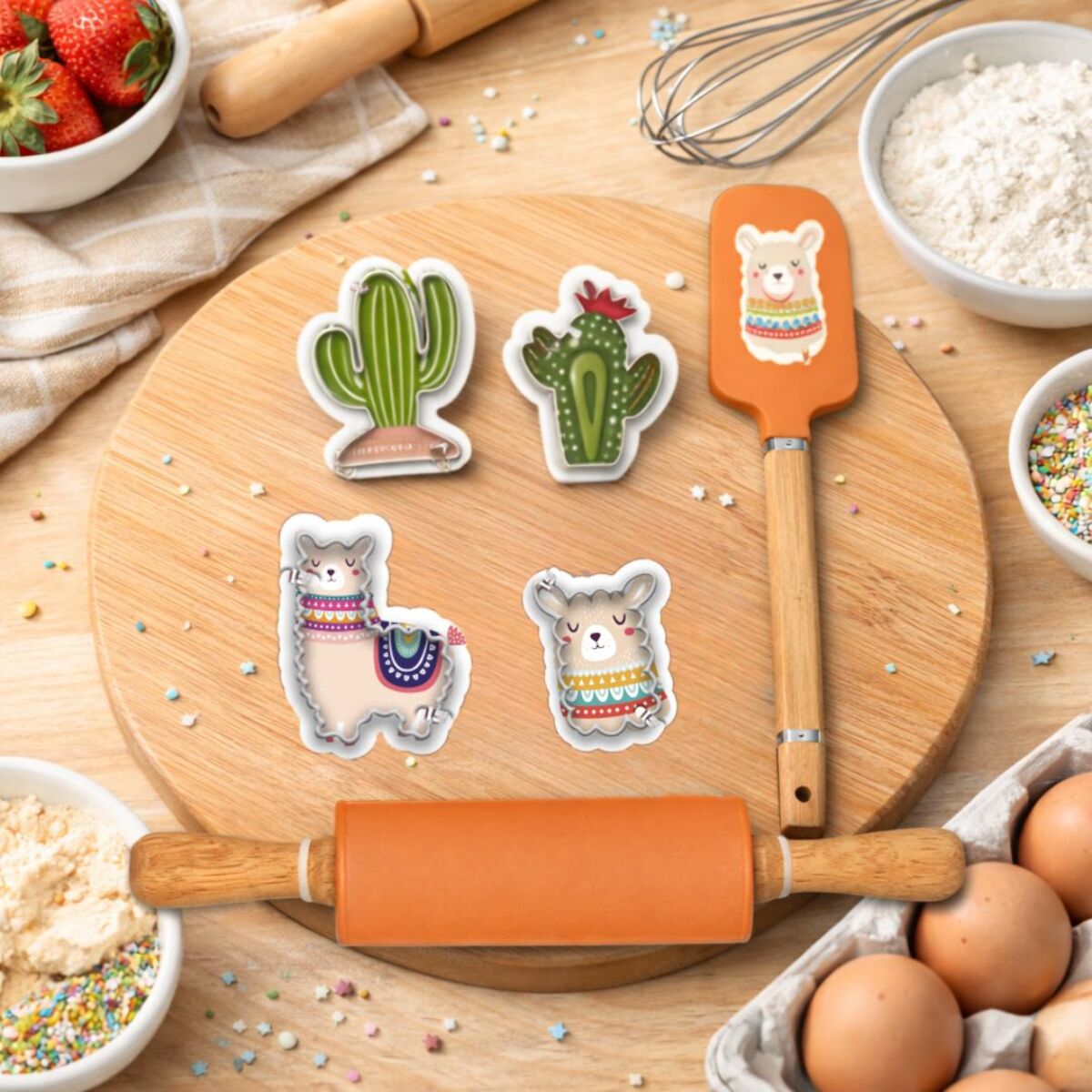 Lot de 6 accessoires forme lama, Happy Cake