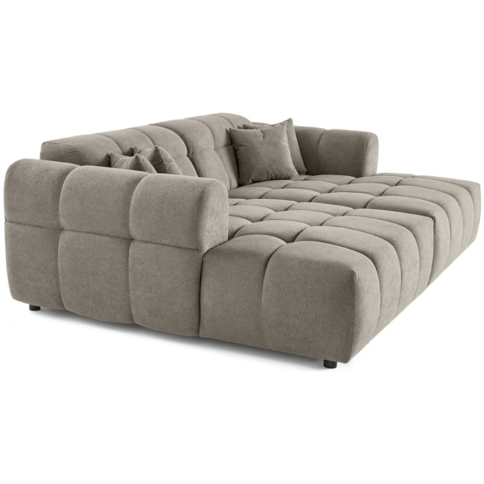 Ray - canapé droit 4 places avec double méridienne - assise profonde - en tissu texturé - Gris