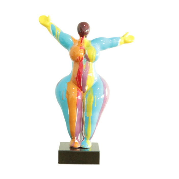 Statue femme debout en résine peinture multicolore H54cm - SUBHA 04