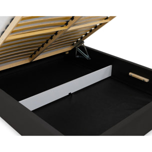 John - lit coffre - 160x200 cm - en velours - sommier inclus - Noir