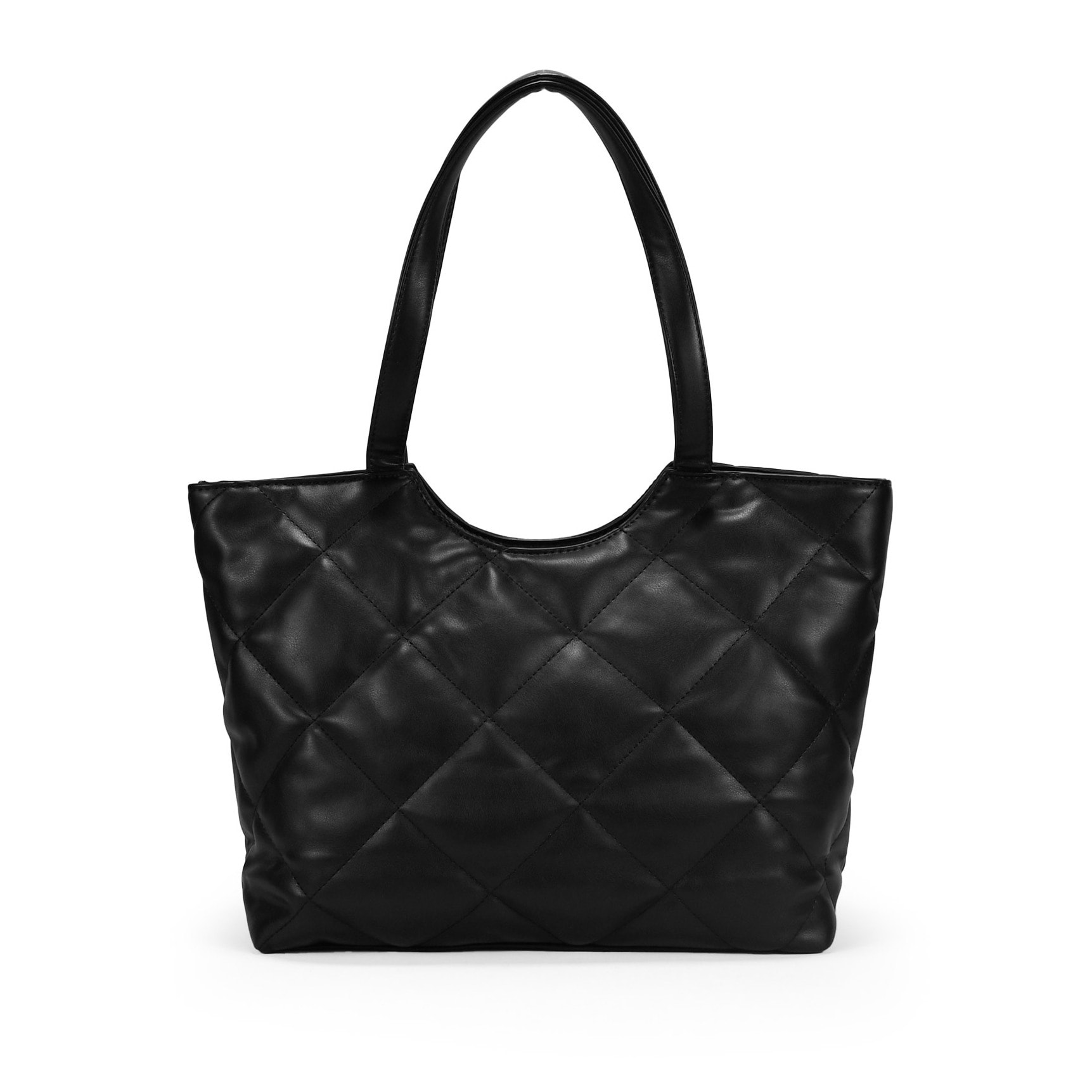 Bolso shopper negro con cosidos acolchados