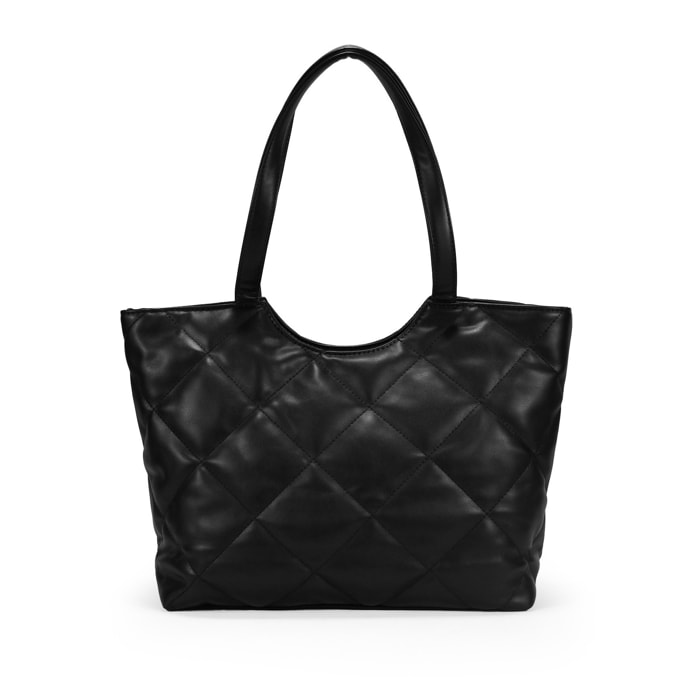 Bolso shopper negro con cosidos acolchados