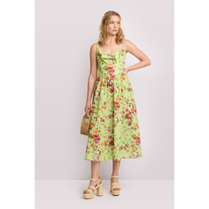 Kocca - Abito midi fantasia floreale Donna, Fantasia floreale, Scolloa a cuore