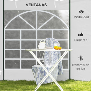 Paredes Laterales para Carpa de 2 Paneles 295x195 cm Cortina Lateral de Tela Oxford con Ventana Enrollable y Puerta con Cremallera para Carpa 3x3 m o 3x6 m Blanco