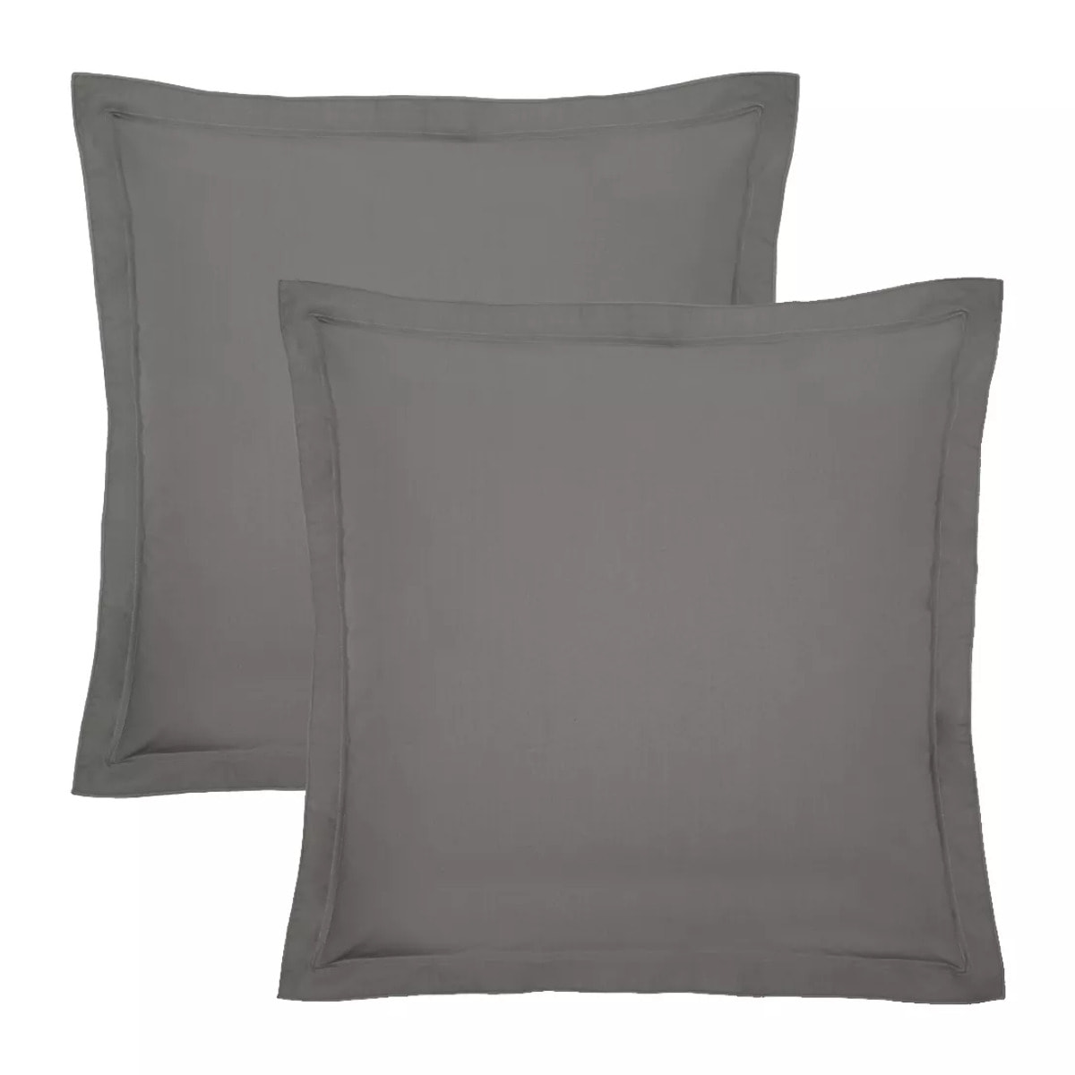 Lot de 2 taies percale de coton uni gris Olana acier