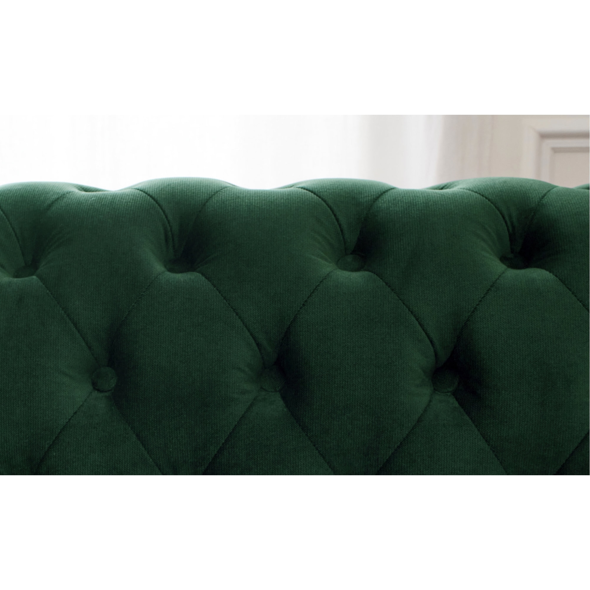 William - canapé Chesterfield d'angle droit - 4 places - en velours - Vert