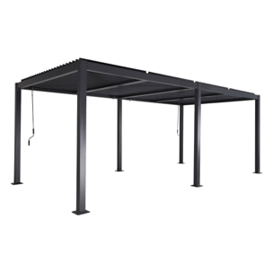 Pergola bioclimatique anthracite. aluminium et acier. 3x6m. lames orientables