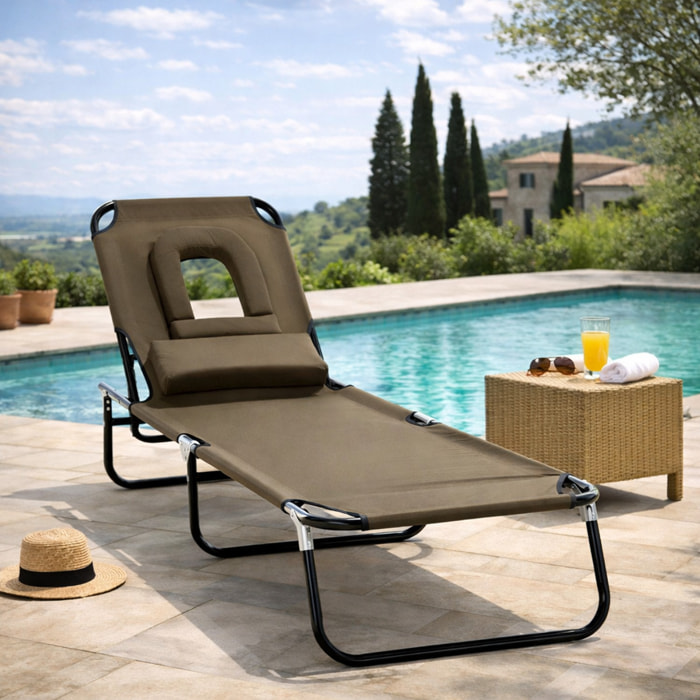 Bain de soleil pliable – Appuie-tête – Dossier 4 positions