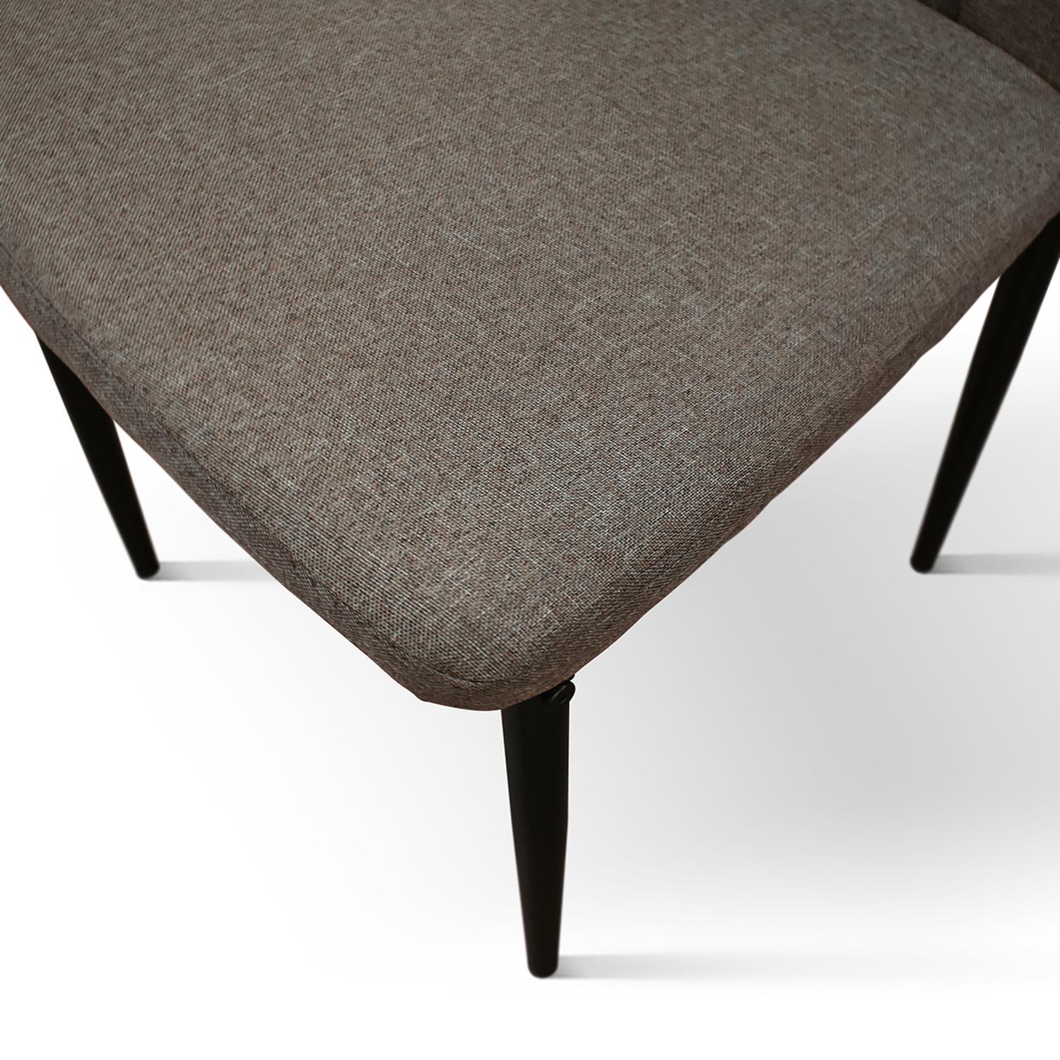 Set di 6 sedie AMSTERDAM in tessuto marrone e gambe in metallo nero