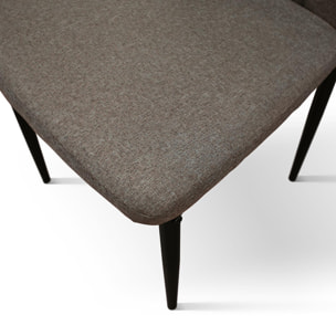 Set di 6 sedie AMSTERDAM in tessuto marrone e gambe in metallo nero