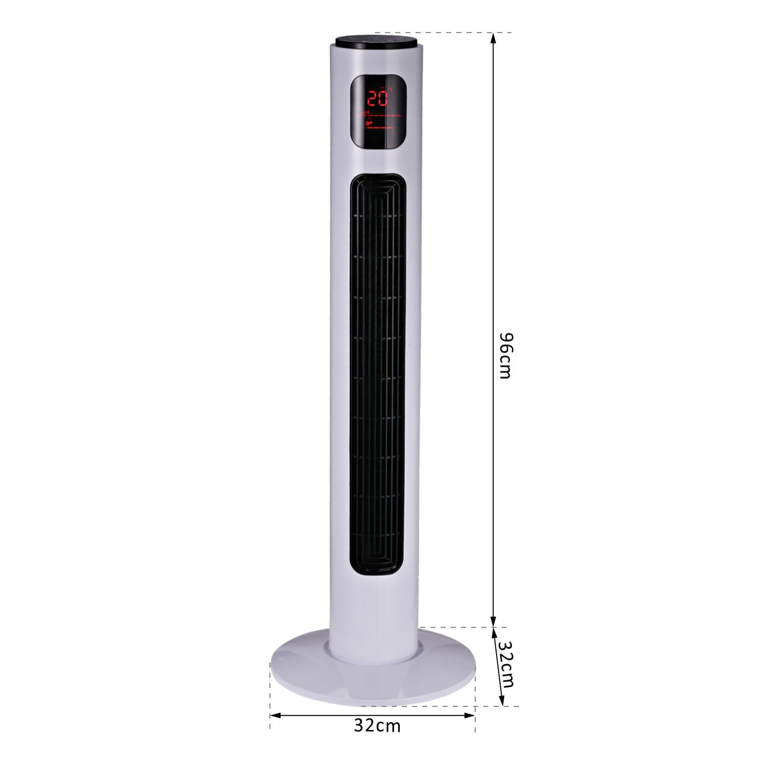 Ventilateur colonne tour 45 W programmable oscillant avec télécommande blanc noir