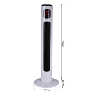 Ventilateur colonne tour 45 W programmable oscillant avec télécommande blanc noir