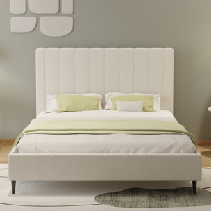 DAKOTA Lit en tissu bouclettes beige 140x190