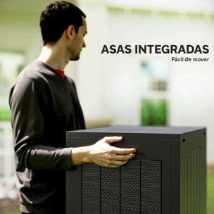 Outsunny Baúl de Almacenaje Exterior 97L Arcón de Jardín Exterior Pequeño de Plástico Impermeable con 2 Asas Integradas y Soporte para Candado 56x41x50 cm Negro