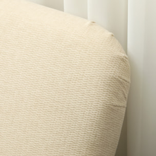 Canapé 2 places style scandinave - canapé droit fixe - piètement bois hévéa tissu beige