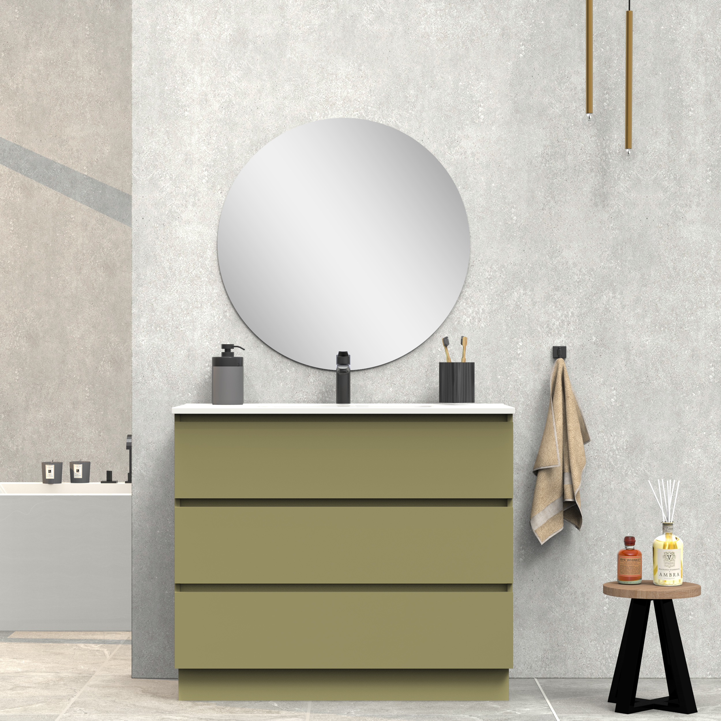 Ensemble de salle de bain IRONA 3C, 100cm, comprend lavabo et miroir