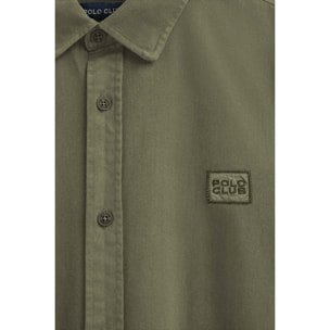 Camisa verde militar de corte regular con logo Polo Club