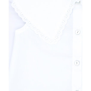 Blusa de popelin blanco con cuello.
