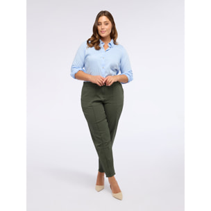 Fiorella Rubino - Pantaloni carrot fit in misto cotone - Verde militare