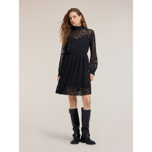 Motivi - Vestito flare jacquard con fantasia a pois - Nero