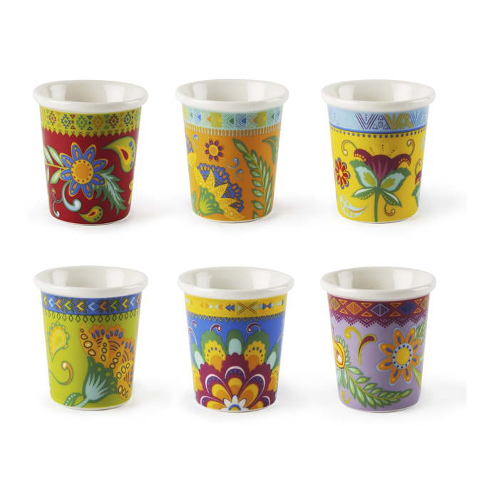 Set 6 Bicchierini Caffè Excelsa – Gipsy Soul, Porcellana Multicolore