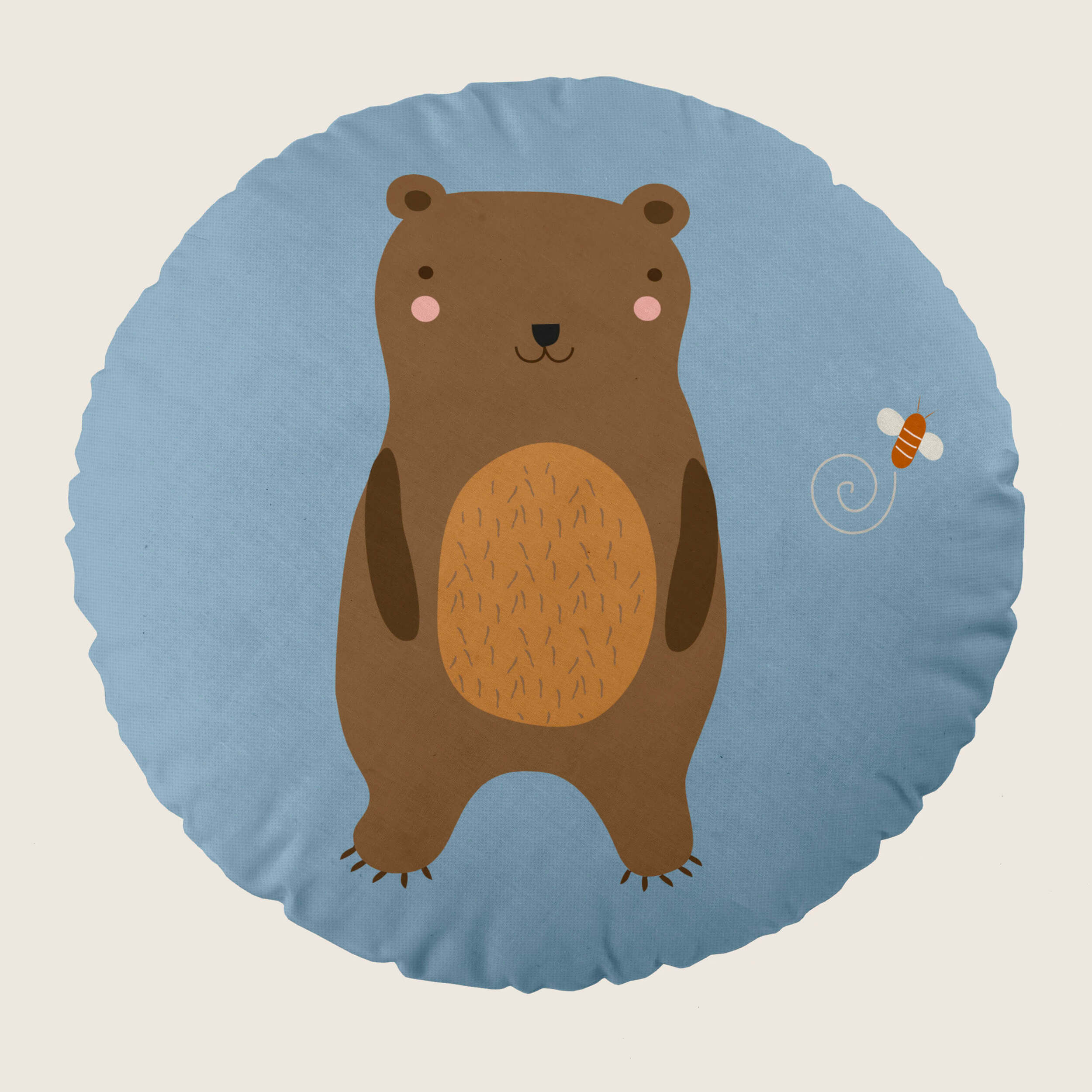 Cojín Redondo Estampado - Con Relleno - Algodón - Aventura Bosque