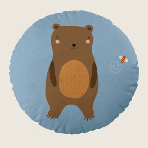 Cojín Redondo Estampado - Con Relleno - Algodón - Aventura Bosque