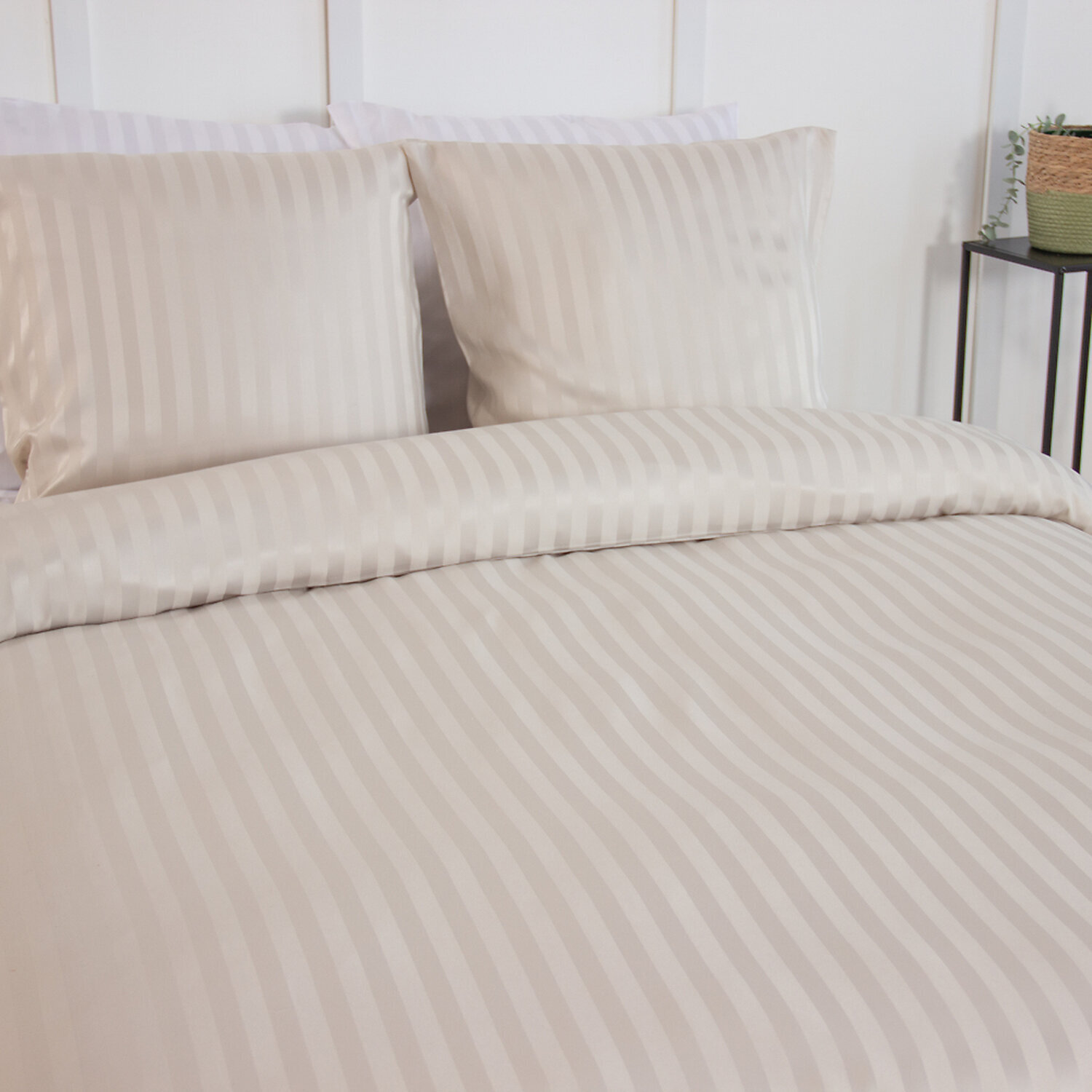 Parure housse de couette unie 100% polyester - albatre